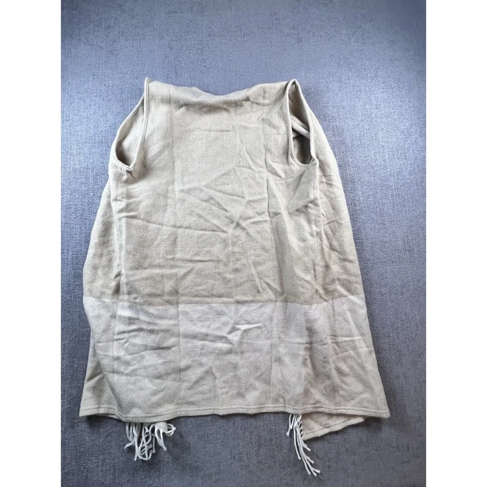 VINEYARD VINES Open‎ Front Fringe Vest Sweater Oatmeal Heather Women's M NWT